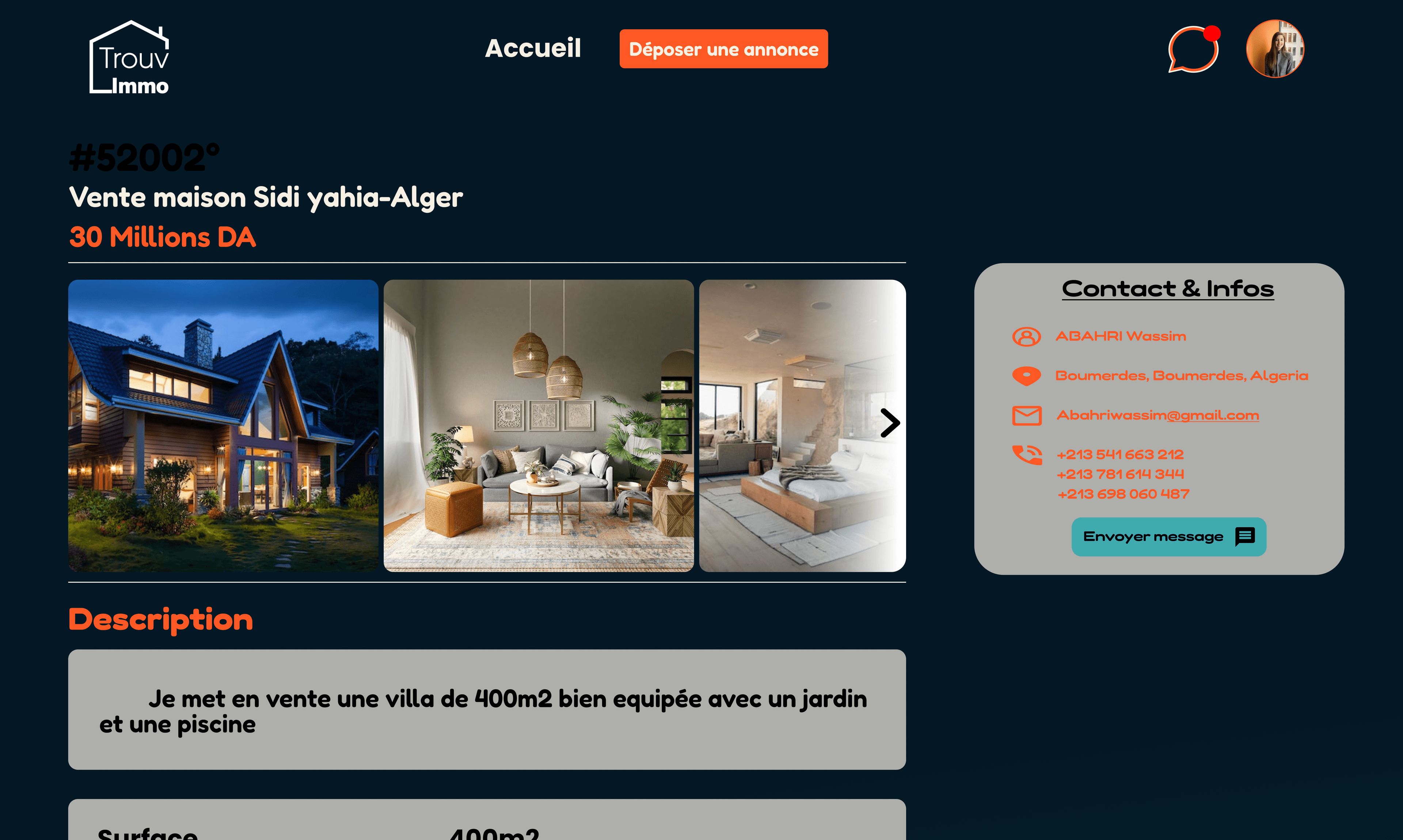 Real estate listing details