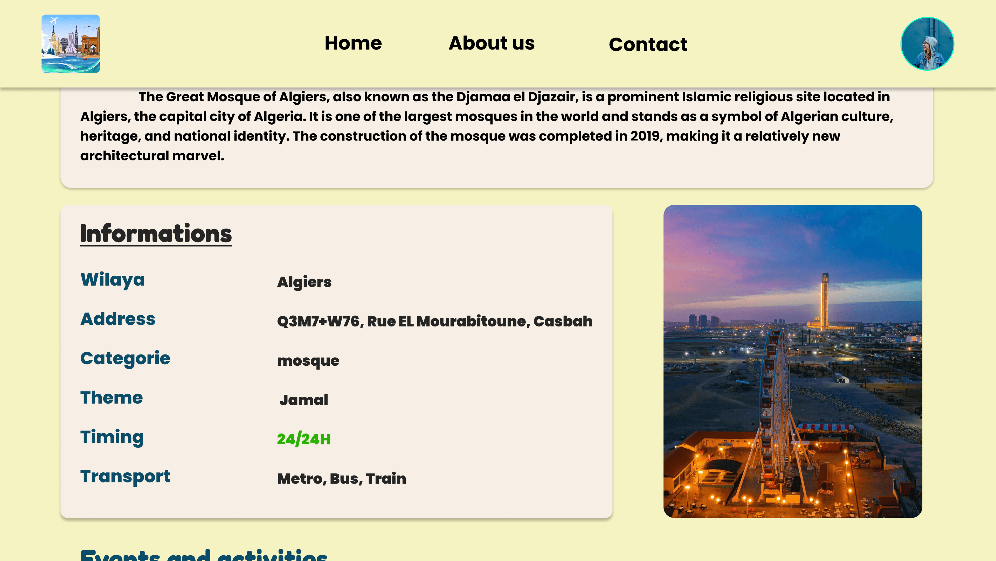 Tourism event details